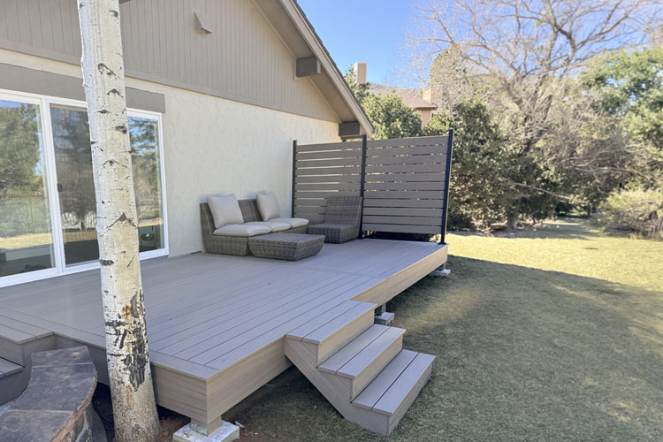 littleton colorado Trex composite deck with steel-framing and privacy screen